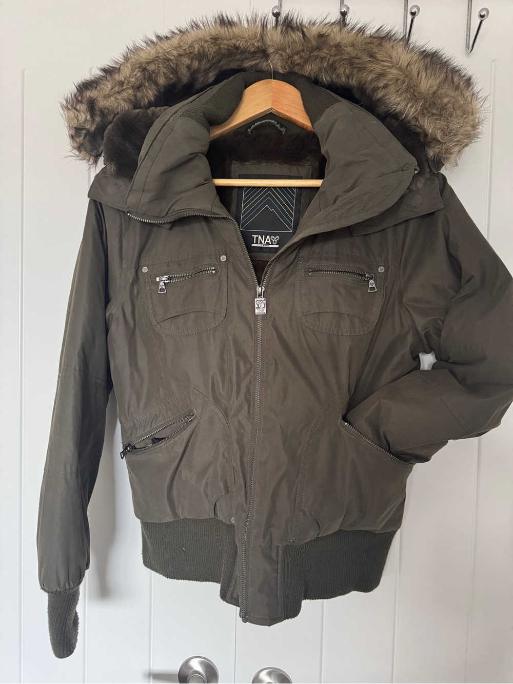 Aritzia | TNA | Olive Hooded Fur-Lined Parka with detachable hood